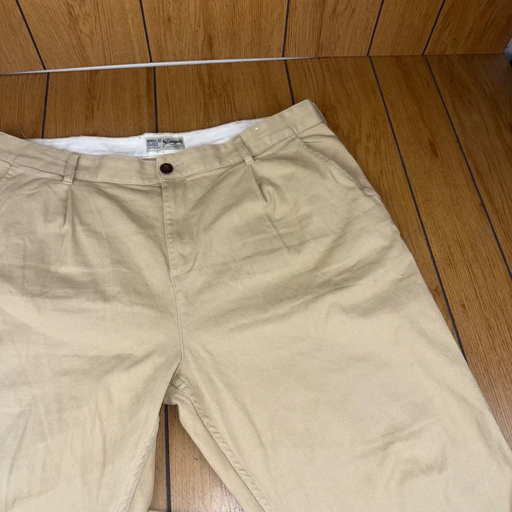 The Stronghold‎ Relaxed Tapered Khaki Pants Mens W40 L32 Pleated Cotton
